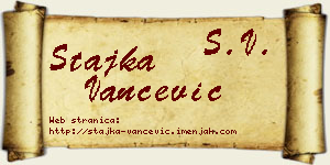 Stajka Vančević vizit kartica
